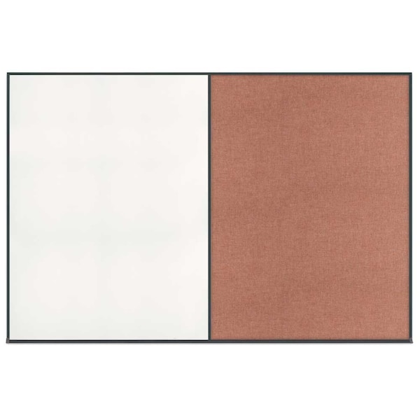 United Visual Products Enclosed Corkboard, 1 Door, 60"x36", 4" Fra, UV3403-BLACK-MEDGRY UV3403-BLACK-MEDGRY - main